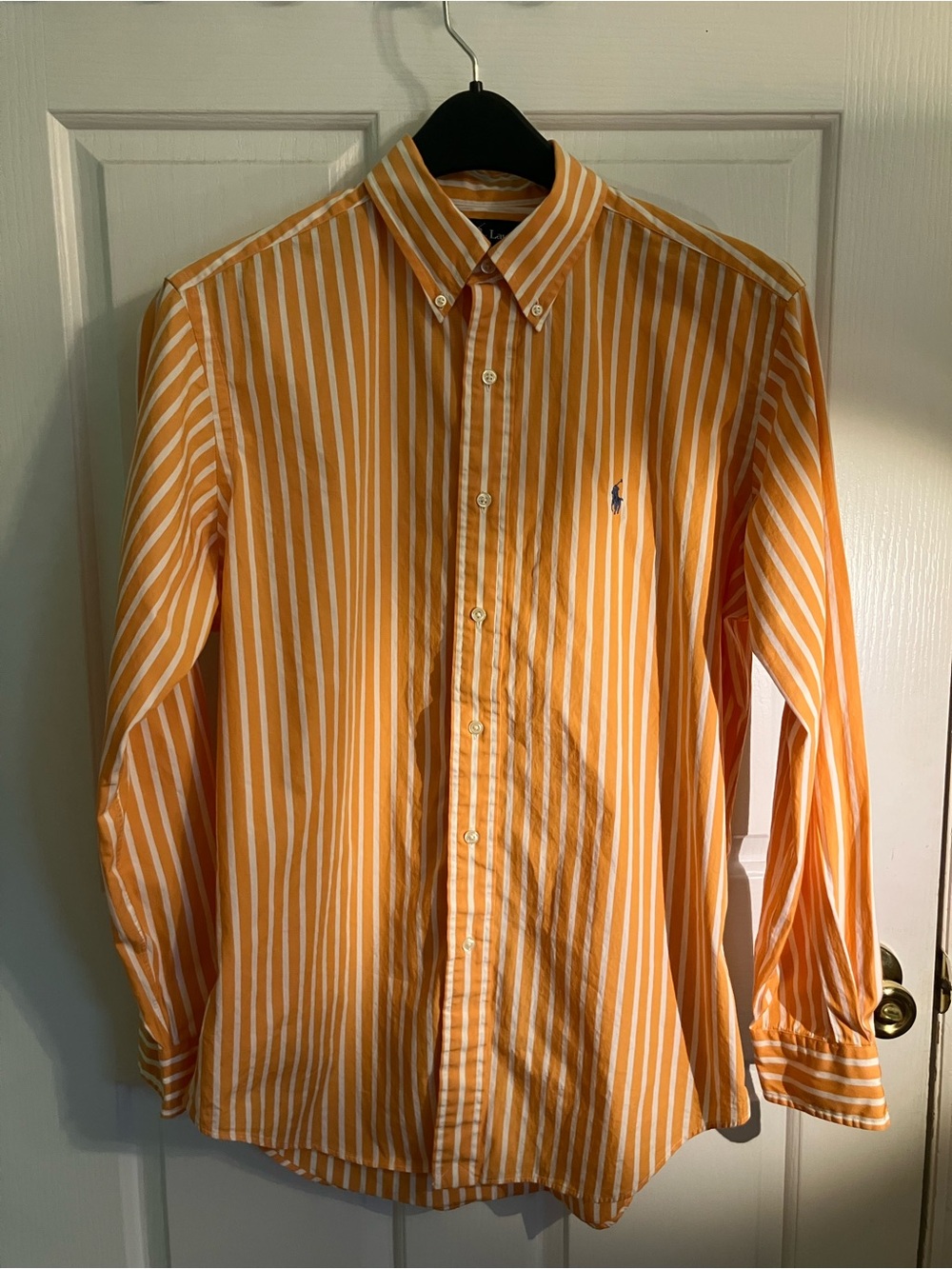 Ralph Lauren Orange and White Striped Button-Down Shirt